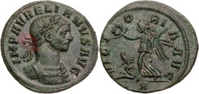 RÖMISCHE KAISERZEIT
Aurelianus, 270-275 n. Chr. AE-Denar 11. Emission, Anfang - September 275 n. Chr. Rom, 1. Offizin Vs.: IMP AVRELIANVS AVG, gepanz...