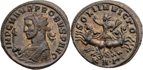 RÖMISCHE KAISERZEIT
Probus, 276-282 n. Chr. BI-Antoninian 4. Emission, 277 n. Chr. Serdica, 3. Offizin Vs.: IMP C M AVR PROBVS P AVG, Büste in Trabea...