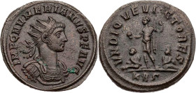 RÖMISCHE KAISERZEIT
Numerianus, 283-284 n. Chr. AE-Antoninian 3. Emission, August 283 n. Chr. Rom, 6. Offizin Vs.: IMP C NVMERIANVS P F AVG, gepanzer...