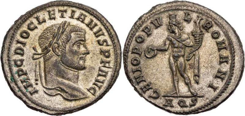 RÖMISCHE KAISERZEIT
Diocletianus, 284-305 n. Chr. AE-Follis 296 n. Chr. Aquilei...