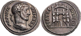 RÖMISCHE KAISERZEIT
Galerius Caesar, 293-305 n. Chr. AR-Argenteus Ende 294 - Anfang 295 n. Chr. Rom Vs.: MAXIMIA-NVS CAES, Kopf mit Lorbeerkranz n. r...
