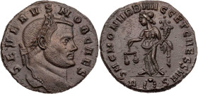 RÖMISCHE KAISERZEIT
Severus II. Caesar, 305-306 n. Chr. AE-Follis um 306 n. Chr. Rom, 2. Offizin Vs.: SEVERVS NOB CAES, Kopf mit Lorbeerkranz n. r., ...
