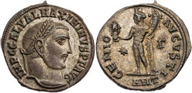 RÖMISCHE KAISERZEIT
Maximinus II. Daia, 310-313 n. Chr. AE-Follis 312 n. Chr. Antiochia, 3. Offizin Vs.: IMP C GAL VAL MAXIMINVS P F AVG, Kopf mit Lo...