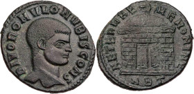 RÖMISCHE KAISERZEIT
Divus Romulus, gest. 309 n. Chr. AE-Follis 309-310 n. Chr. Rom, 3. Offizin Vs.: DIVO ROMVLO N V BIS CONS, Kopf n. r., Rs.: AETERN...