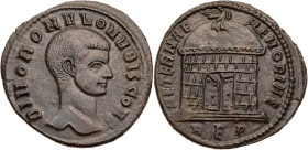 RÖMISCHE KAISERZEIT
Divus Romulus, gest. 309 n. Chr. AE-Follis 310-311 n. Chr. Rom, 1. Offizin Vs.: DIVO ROMVLO N V BIS CONS, Kopf n. r., Rs.: AETERN...