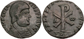 RÖMISCHE KAISERZEIT
Magnentius, 350-353 n. Chr. AE-Doppelmaiorina 353 n. Chr. Lugdunum, 1. Offizin Vs.: D N MAGNEN-TIVS P F AVG, gepanzerte und drapi...