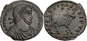 RÖMISCHE KAISERZEIT
Iulianus II., 360/361-363 n. Chr. AE-Doppelmaiorina 361-363 n. Chr. Lugdunum, 2. Offizin Vs.: D N FL CL IVLI-ANVS P F AVG, gepanz...