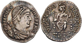 RÖMISCHE KAISERZEIT
Magnus Maximus, 383-388 n. Chr. AR-Siliqua 383-388 n. Chr. Trier Vs.: D N MAG MAX-IMVS P F AVG, gepanzerte und drapierte Büste mi...