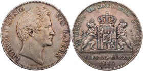 BAYERN HERZOGTUM, SEIT 1623 KURFÜRSTENTUM, SEIT 1806 KÖNIGREICH
Ludwig I., 1825-1848. Doppelter Vereinstaler 1843 Stempel v. C. Voigt AKS 74; J. 65; ...