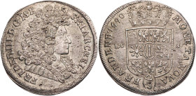 BRANDENBURG - PREUSSEN BRANDENBURG, MARKGRAFSCHAFT UND KURFÜRSTENTUM
Friedrich III., 1688-1701. 2/3 Taler 1690 LCS Berlin Vs.: geharnischtes Brustbil...