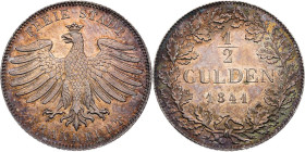 FRANKFURT STADT
 1/2 Gulden 1841 AKS 15; J. 21. Prachtexemplar feine Tönung, fast St
ex Künker, Auktion 80, 2003, Los 2092