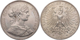 FRANKFURT STADT
 Doppelter Vereinstaler 1861 AKS 4; J. 43; Thun 145. winz. Kratzer und Randfehler, fast vz