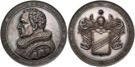 HAMBURG STADT
 Silbermedaille 1842 v. Alsing Auf den Tod des Hamburger Bürgermeisters Amandus Augustus Abendroth, Vs.: Brustbild n. l., Rs.: behelmte...