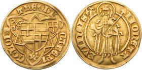 KÖLN ERZBISTUM
Dietrich II. Graf von Moers, 1414-1463. Goldgulden o. J. (1415) Bonn Vs.: gevierter Wappenschild Köln/Moers in gespitztem Dreipass, in...