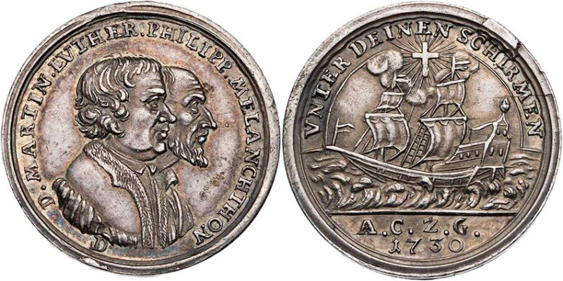 NÜRNBERG STADT
 Silberabschlag von den Stempeln des 1/2 Dukaten 1730 v. P. P. W...