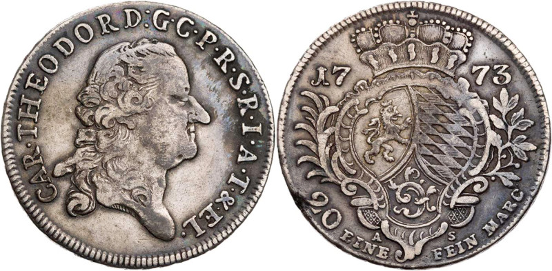 PFALZ PFALZ, KURFÜRSTENTUM
Karl Theodor, 1743-1799. 1/2 Konventionstaler 1773 A...