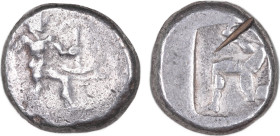 Pamphylia, Aspendos
AR Stater, 465-430 BC, 20 mm, 10.87 g. Test cut.