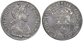 FRANCIA Luigi XIV (1643-1715) Ecu 1647 N - KM 155.12 AG (g 27,18) RR

BB+