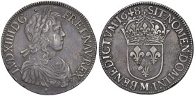 FRANCIA Luigi XIV (1643-1715) Ecu 1648 M - KM 155.11 AG (g 27,18) RRR

BB