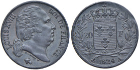 FRANCIA Luigi XVIII (1815-1824) Prova del 20 Franchi 1824 A - PB (g 3,87) RRR

SPL