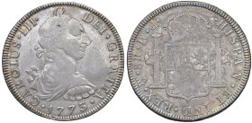 MESSICO Carlo III di Borbone (1759-1788) 8 Reales Mo FM - KM 106.1 AG (g 26,91) Cartellino d'epoca

BB