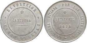 SPAGNA Monetazione della rivoluzione spagnola - 5 Pesetas 1873 - KM 716 AG (g 28,20) 

SPL-FDC