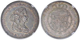 FIRENZE Carlo Ludovico e Maria Luigia (1803-1807) Mezzo dena 1803 - Gig. 15 AG R In slab n° 6638567-002

MS 62