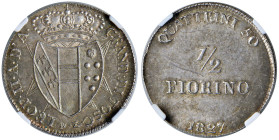 FIRENZE Leopoldo II (1824-1859) Mezzo fiorino 1827 - Gig. 44 AG In slab n° 6638577-009

MS 62
