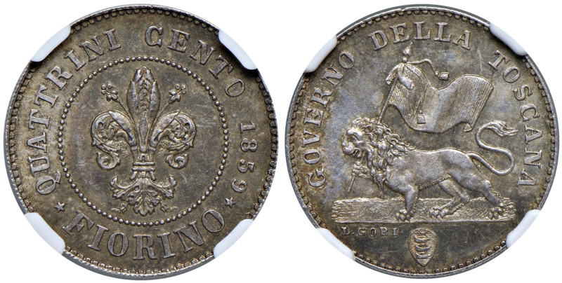 FIRENZE Governo provvisorio della Toscana (1859-1860) Fiorino 1859 - Gig. 2 AG I...