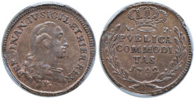 NAPOLI Ferdinando IV (1759-1816) 3 Tornesi 1792 - Gig. 133 CU R In slab n° 126934.64

MS64BN
