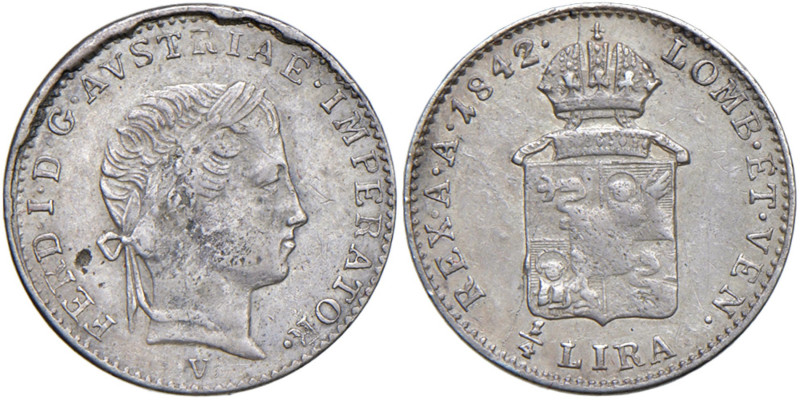 VENEZIA Ferdinando I (1835-1848) Quarto di lira austriaca 1842 V - Gig. 89 AG (g...