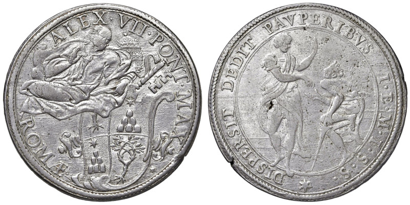 Alessandro VII (1655-1667) Piastra - Munt. 7 var. I AG (g 31,92) R

BB+
