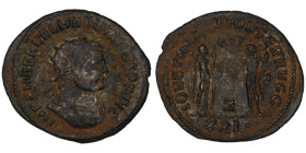 Maximianus. (286-305 AD). Antoninian. (22mm, 3,31g) Antioch. Obv: IMP C M AVR VAL MAXIMIANVS P F AVG. radiate cuirassed bust of Maximianus right. Rev:...