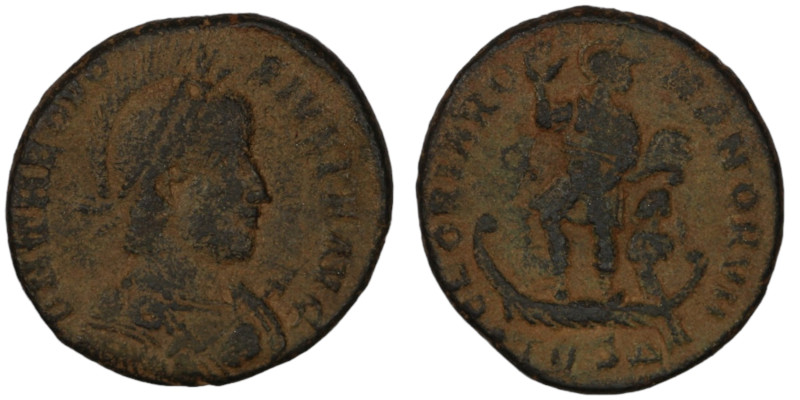 Theodosius I. (392-395 AD). Follis. (21mm, 5,40g) Thessalonica. Obv: D N THEODOS...