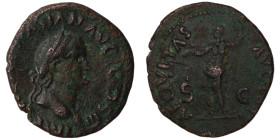 Vespasian. (77-78 AD). Dupondius. (27mm, 8,53g) Lugdunum. Obv: IMP CS VESPASIAN AVG COS VIII PP. laureate bust of Vespasian right. Rev: QVITAS AVGVSTI...