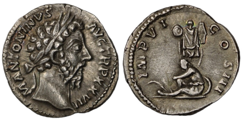 Marcus Aurelius. (172-173 AD). AR Denar. (18mm, 3,55g) Rome. Obv: M ANTONINVS AV...