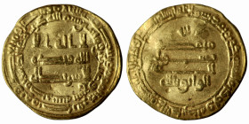 GOLD - Al-Wathiq, AH 227-232 / AD 842-847. Dinar, citing the Abbasid caliph al-Wathiq billah, Misr mint, AH 229 = AD 843/4. Fine (4,14g 19mm)