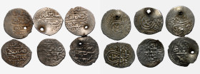 LOT of 6 silver dirhems, Mehmet III: Halab (3 pcs); and Ahmed I, Halab (3 pcs)