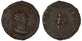Gallienus. (263 AD) BI Antoninian. (21mm, 3,88g) Antioch. Obv: GALLIENVS PF AVG. cuirassed bust of Gallienus right. Rev: VIRTVS AVGVSTI. Hercules stan...