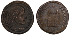 Constantinus I. (307-337 AD). Follis. (16mm, 4,37g) Antioch. Obv: CONSTANTINVS AVG. laureate bust of Constantinus right. Rev: PROVIDENTI AVGG. Campgat...