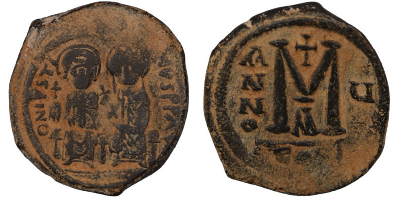 Justin II. and Sophia. (565-578 AD). Follis. (30mm, 12,69g) Constantinople. Obv:...
