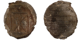 ancient seal impression. sealing wax. (21mm, 1,97g) christogram.