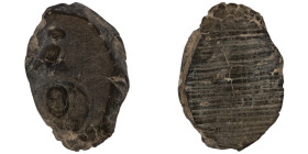 ancient seal impression. sealing wax. (25mm, 2,46g) owl seated right on wreath ; bust within. corn ear above.