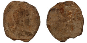 ancient seal impression. sealing wax. (24mm, 3,09g) laureate male bust right.