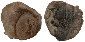 ancient seal impression. sealing wax. (21mm, 3,56g) figure standing left.