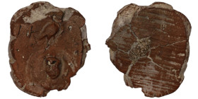 ancient seal impression. sealing wax. (20mm, 2,05g) owl seated right on wreath ; bust within. corn ear above.