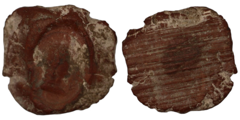 ancient seal impression. sealing wax. (15mm, 1,46g) female bust right