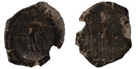 ancient seal impression. sealing wax. (16mm, 1,05g) figure standing left.
