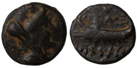 Phoenicia. Arados. (242-166 BC) Bronze. (16mm, 4,43g) Obv: head of Tyche right. Rev: Athena standing left on prow.