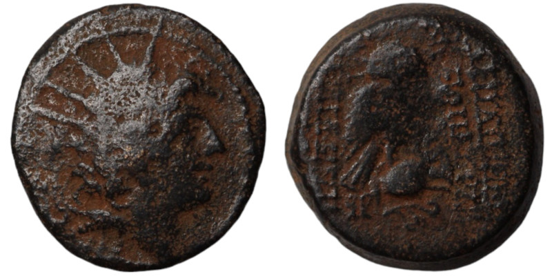 Cleopatra Thea and Antiochos VIII. (123-122 BC). Bronze . (18mm 6,53g) Antioch.